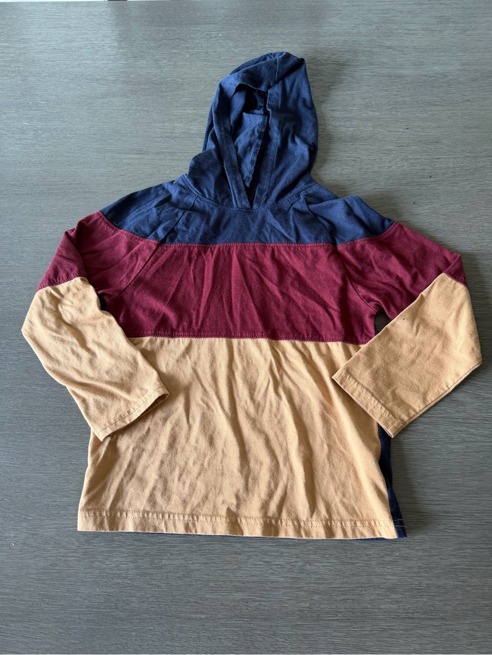 The Children's Place Colorblock Hooded Long Sleeve Tee - Navy, Burgundy, Tan